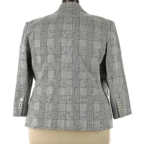 VERONICA BEARD Dickey Blazer Jacket Plus Size 22 Gray Plaid NEW Cutaway Cotton - Picture 2 of 6